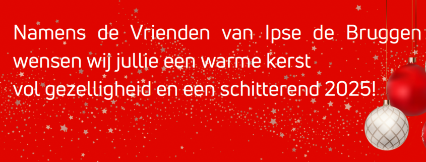 Banner met nieuwjaarsboodschap: 'Een warme kerst vol gezelligheid en een schitterend 2025!'